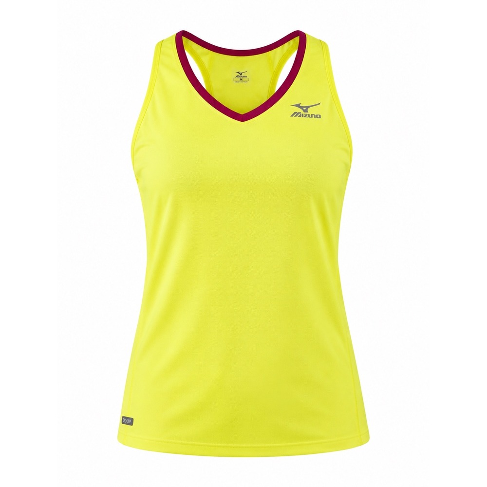Mizuno Racerback Running Tank Top womens Medium neon yellow athletic sporty gym
